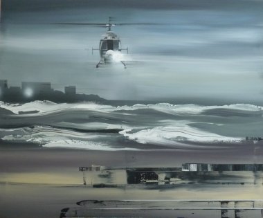 Helikoptéra nad mořem